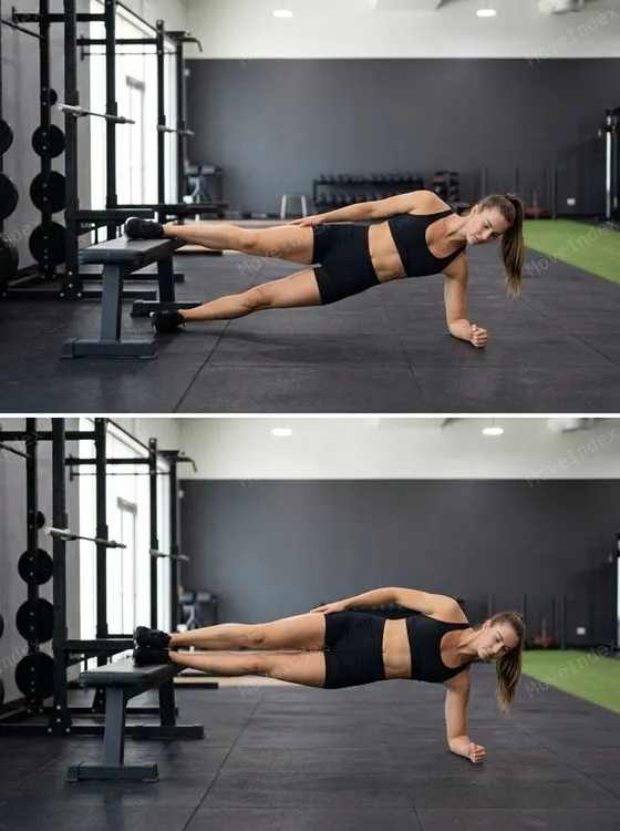 Copenhagen Plank exercise image, female athlete, 1 sequential frames