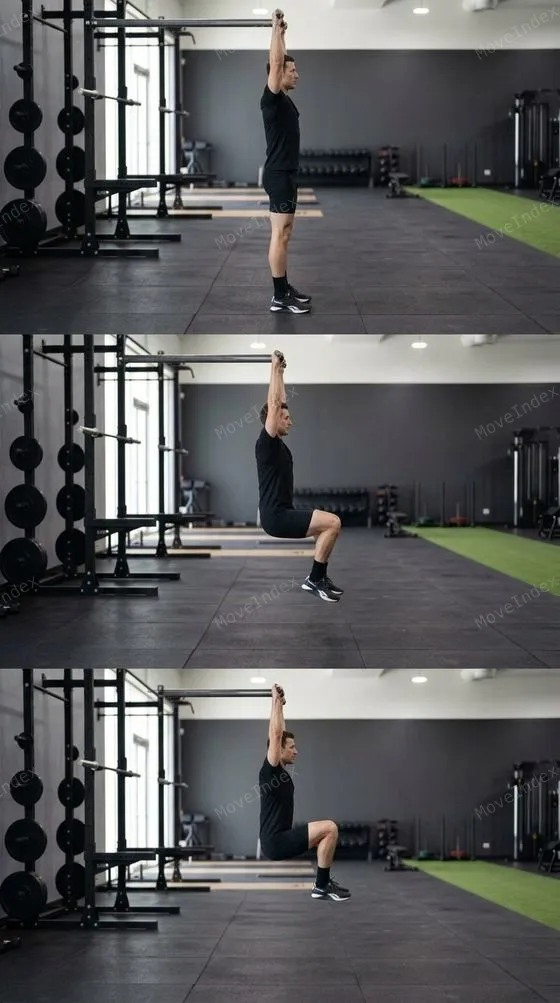 Hanging Knee Raise demonstrated in 2 sequential frames