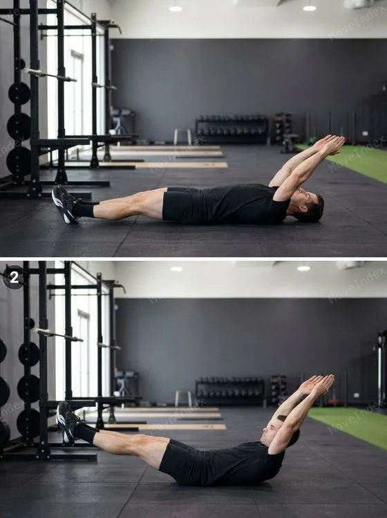 Hollow Body Hold demonstrated in 1 sequential frames