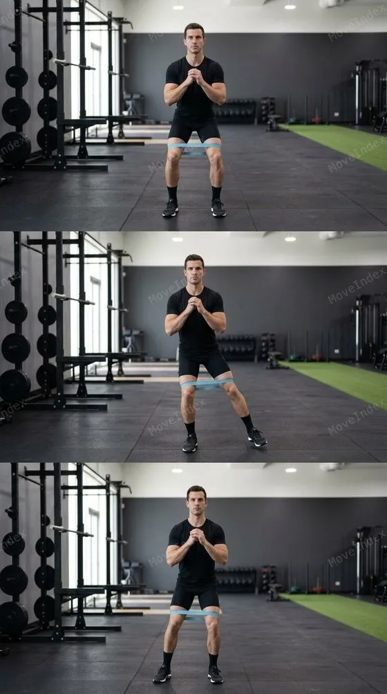 Lateral Band Walk demonstrated in 2 sequential frames
