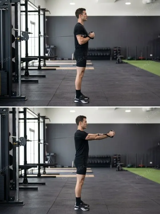 Pallof Press demonstrated in 2 sequential frames