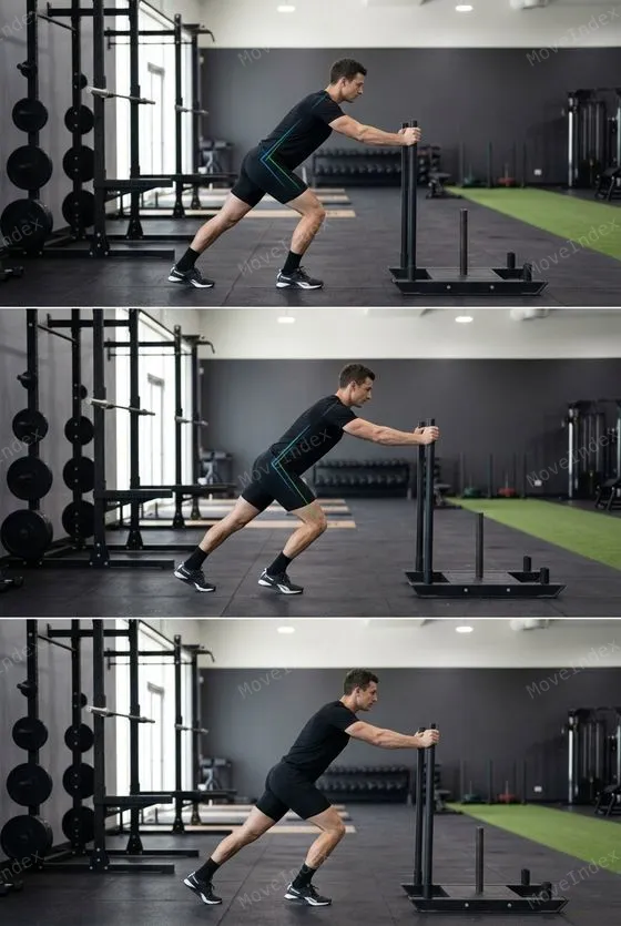 Sled Push demonstrated in 2 sequential frames