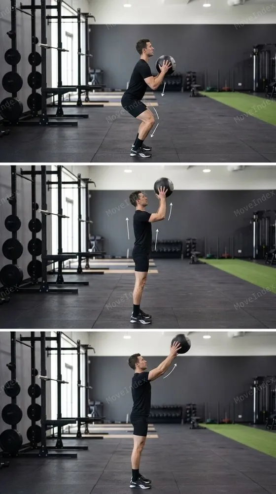 Wall Balls demonstrated in 3 sequential frames